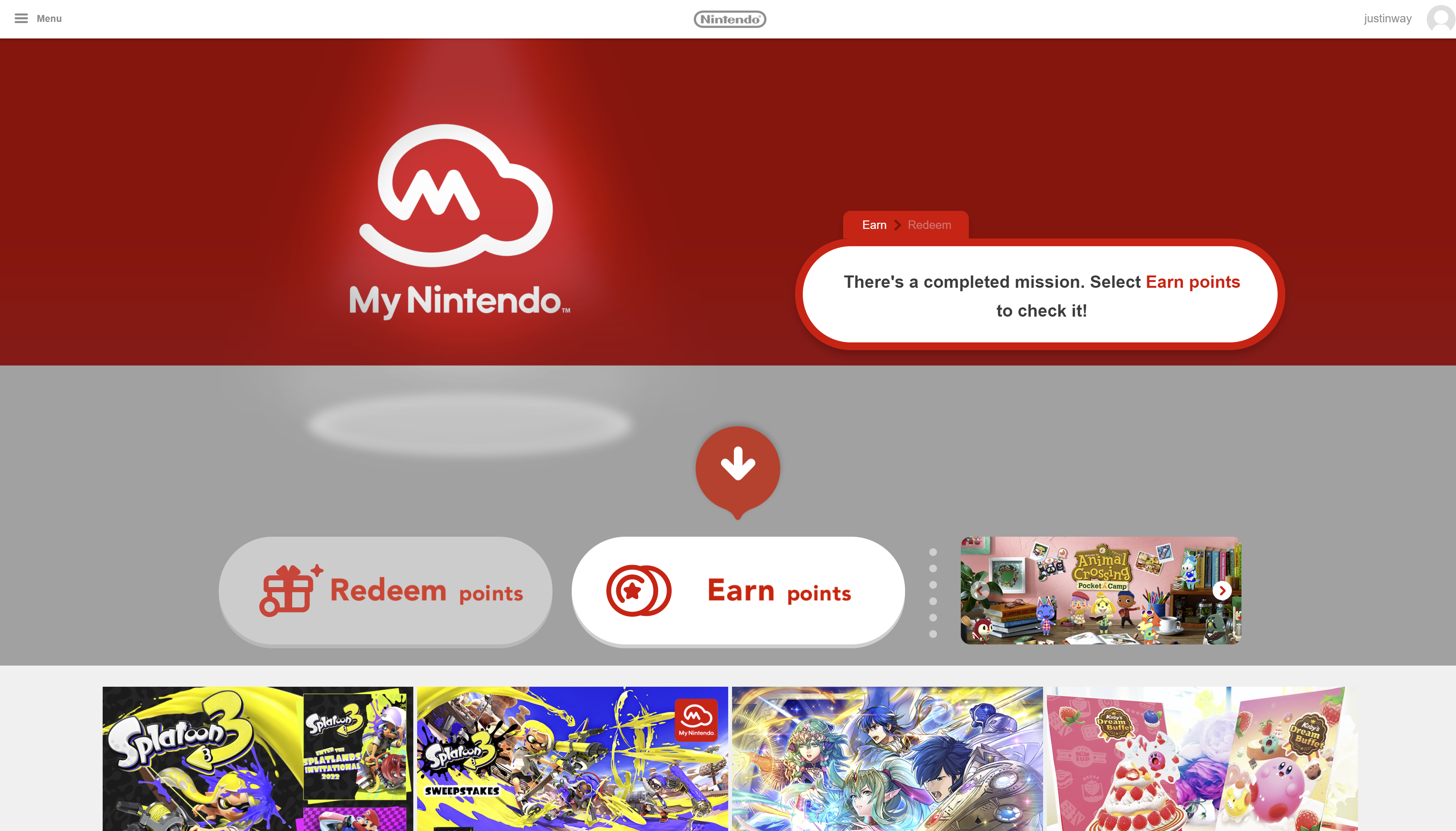 my nintendo account homepage desktop screenshot