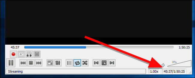 Индикатор хода конвертации в строке прогресса VLC