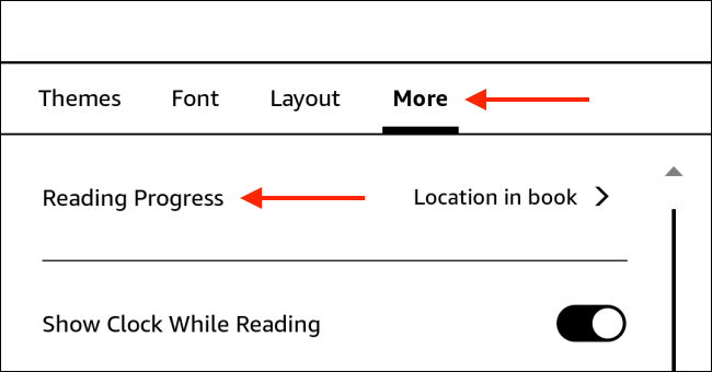 Выберите опцию Прогресс чтения