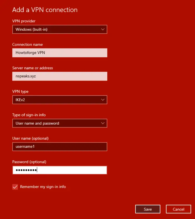 Конфигурация VPN в Windows для strongSwan