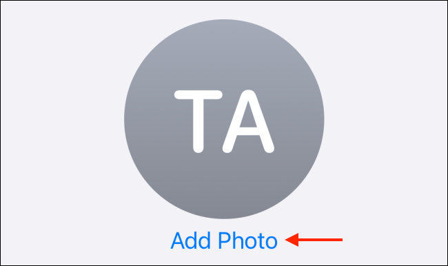 Нажмите Add Photo для выбора изображения контакта