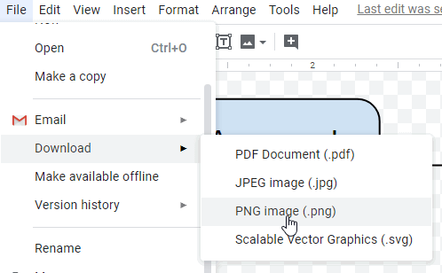 Меню скачивания Google Drawings