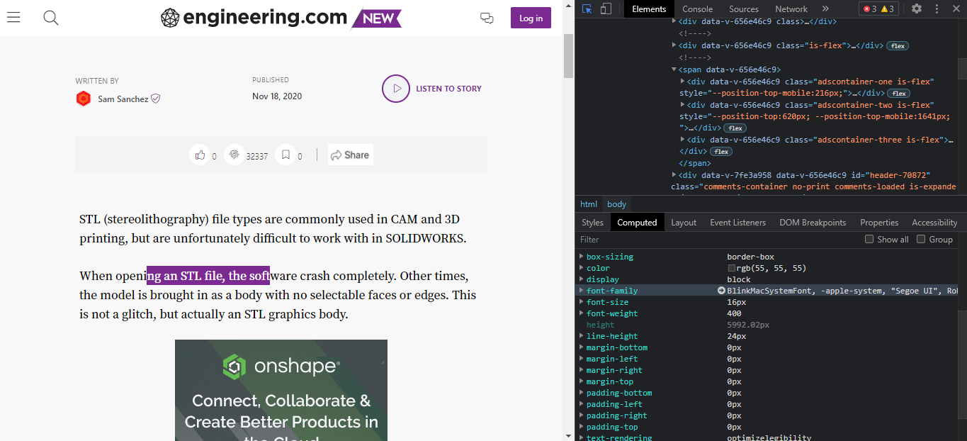 Инспектор браузера показывает font-family
