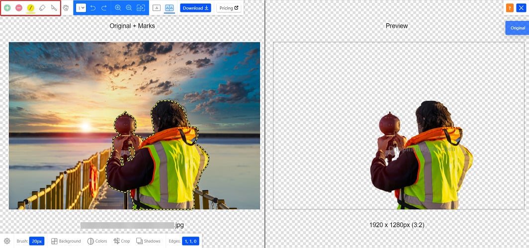 Инструменты Keep/Remove/Erase в Clipping Magic