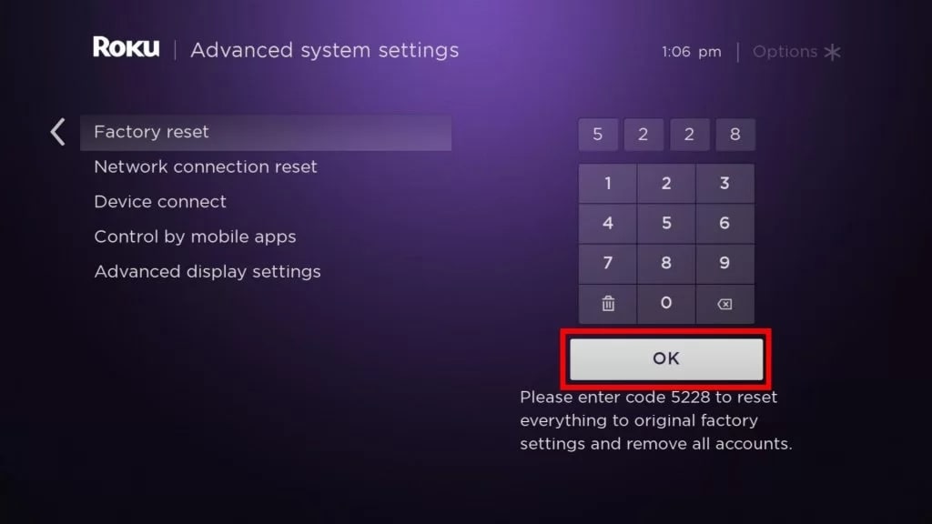 Сброс Roku до заводских настроек