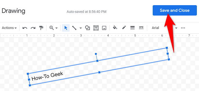 Кнопка Сохранить и закрыть в окне Рисунок для вставки результата в документ