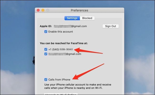 Окно FaceTime на Mac — включение опции принимать звонки с iPhone