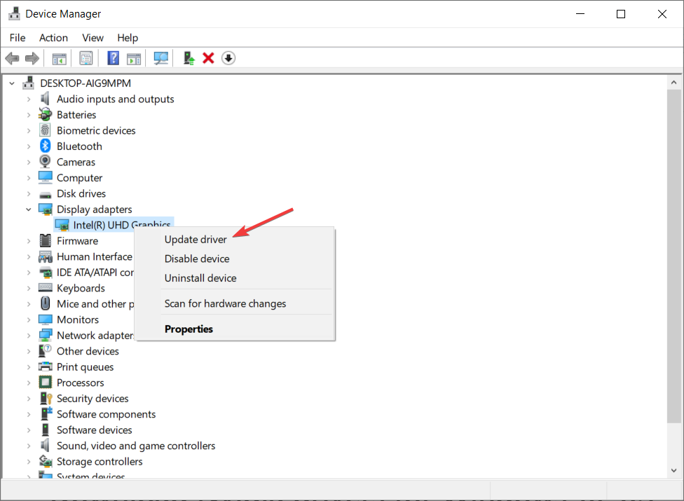 Окно Диспетчера устройств с разделом видеодаптеры