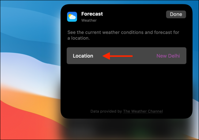 Click Location in Weather Widget