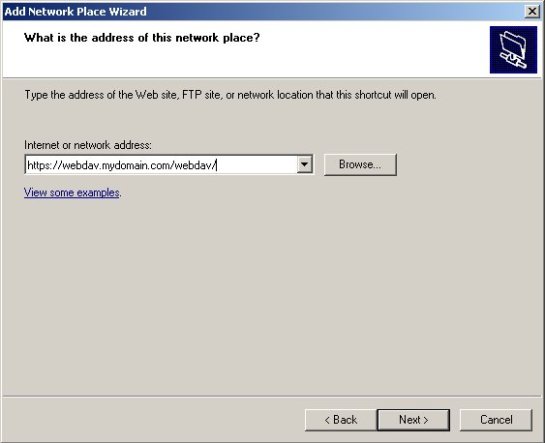 Ввод URL WebDAV