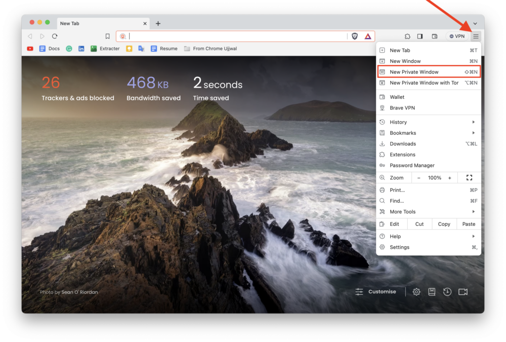 brave private window mac