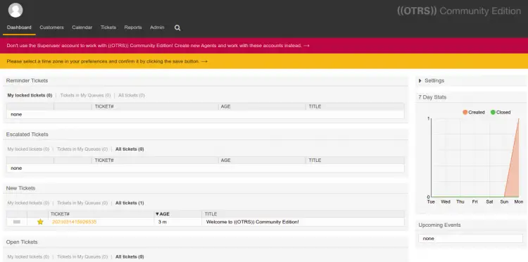 Статус демона OTRS: успешно запущен