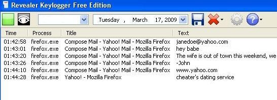 Пример отчёта логгера с зафиксированными нажатиями клавиш