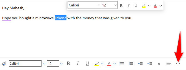 Нажмите на три точки внизу окна письма.