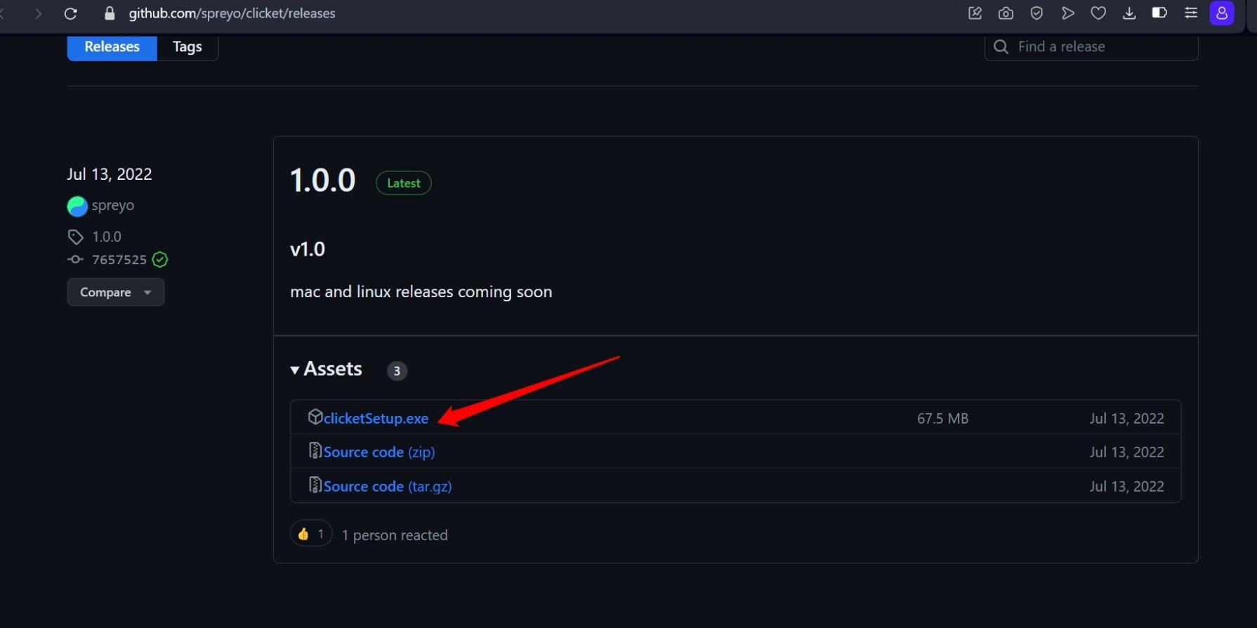 Скачивание инсталлятора Clicket