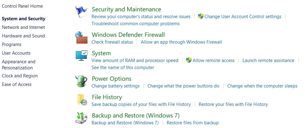 Опция разрешить программу через брандмауэр в Панели управления