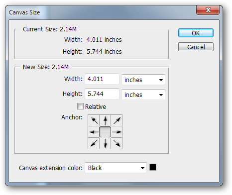 Увеличение размера холста вокруг выделенного объекта