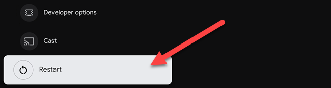 Выберите «Перезапустить».