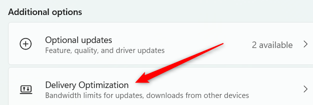 Нажмите «Delivery Optimization».