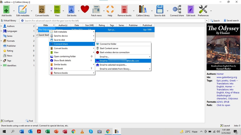 опция Send To в Calibre