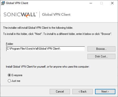 Installing SonicWall Global VPN Client