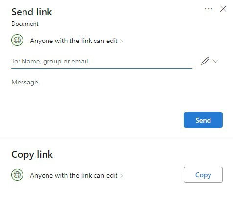 Создание ссылки для совместного доступа в Microsoft Word Web