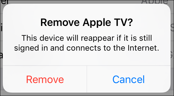 Подтверждение удаления устройства из iCloud