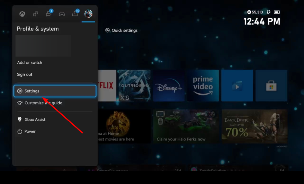 Профиль и информация в Xbox