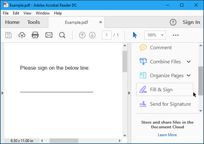 Open Adobe Acrobat Reader and click the 