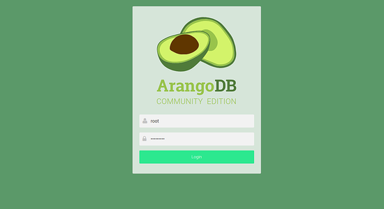Веб-интерфейс ArangoDB — страница входа