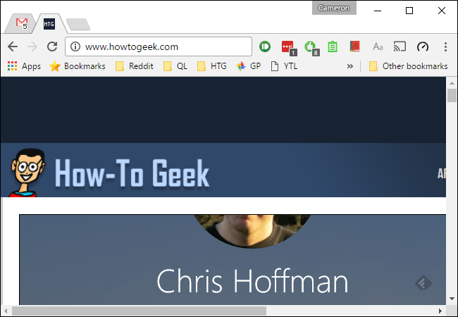 Список закреплённых вкладок на панели вкладок браузера