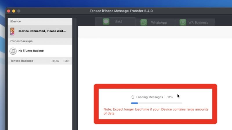 Экспорт сообщений из iPhone в Tansee