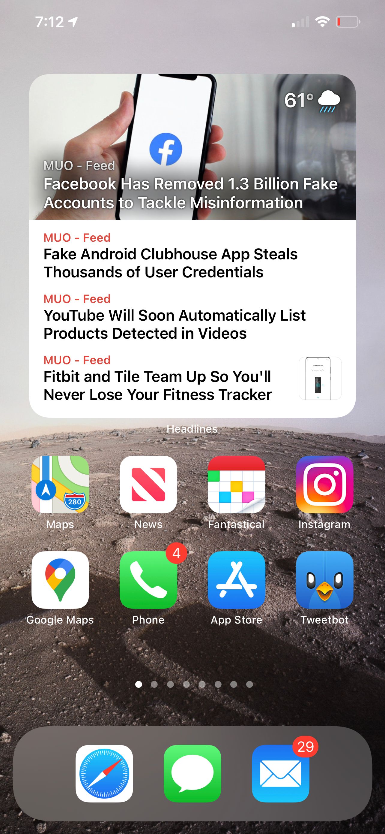 Большой виджет Headlines со списком заголовков.