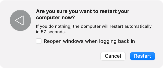 Перезагрузка macOS без восстановления окон входа