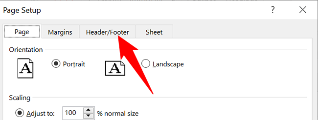 Выберите вкладку Заголовок/нижний колонтитул в окне Параметры страницы.