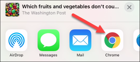 Выберите Chrome в строке приложений
