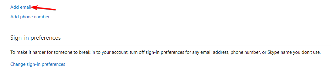 Добавление алиаса учетной записи Microsoft