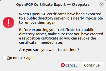 Предупреждение при загрузке публичного ключа на сервер