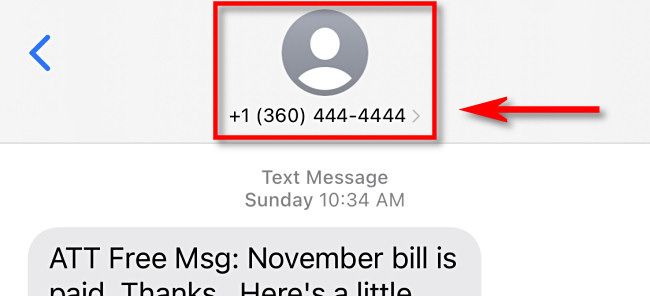 Коснитесь номера в верхней части экрана беседы