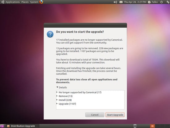 Кнопка «Start Upgrade» для запуска процесса обновления