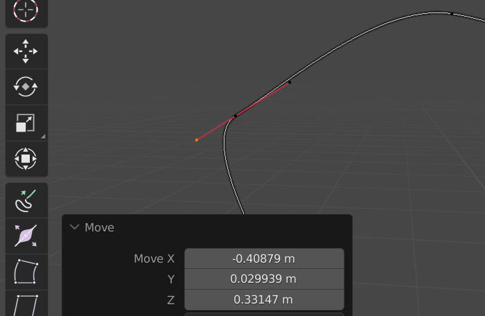 Adjusting Bézier curves in Blender Grease Pencil mode.