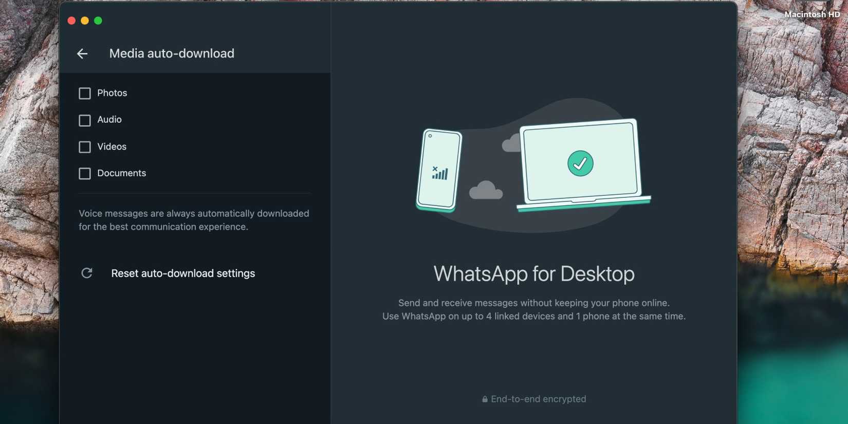 опции автозагрузки медиа в десктоп‑версии WhatsApp