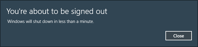 Сообщение о выходе из системы перед выключением