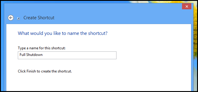 Окно ввода имени ярлыка