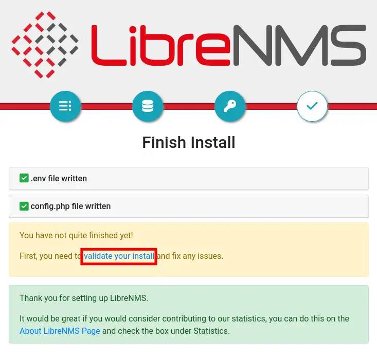 завершение установки и проверка