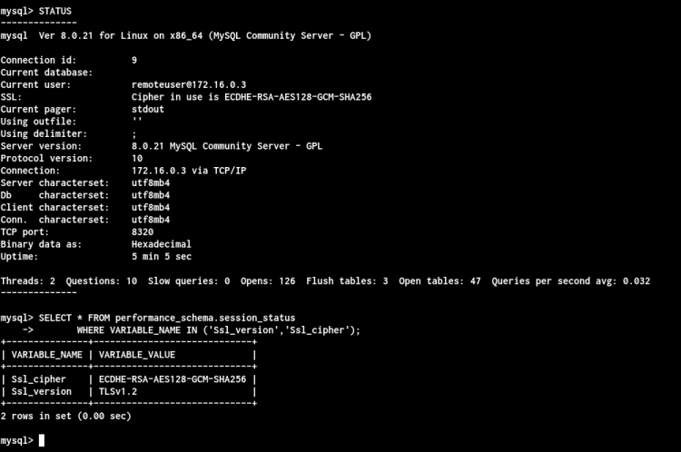 Проверка SSL-подключения к MySQL