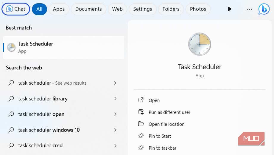 Планировщик заданий в поиске Windows