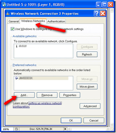 Добавление беспроводной сети вручную