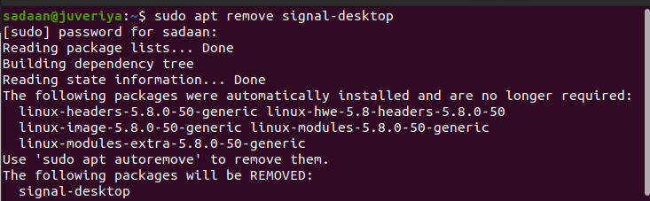 Удаление Signal установленного через apt