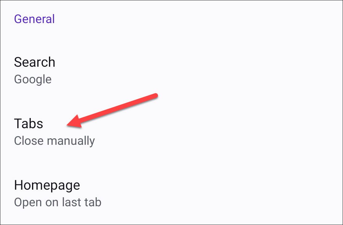 Раздел «Вкладки» в настройках Firefox для Android.